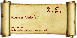 Komsa Sebő névjegykártya